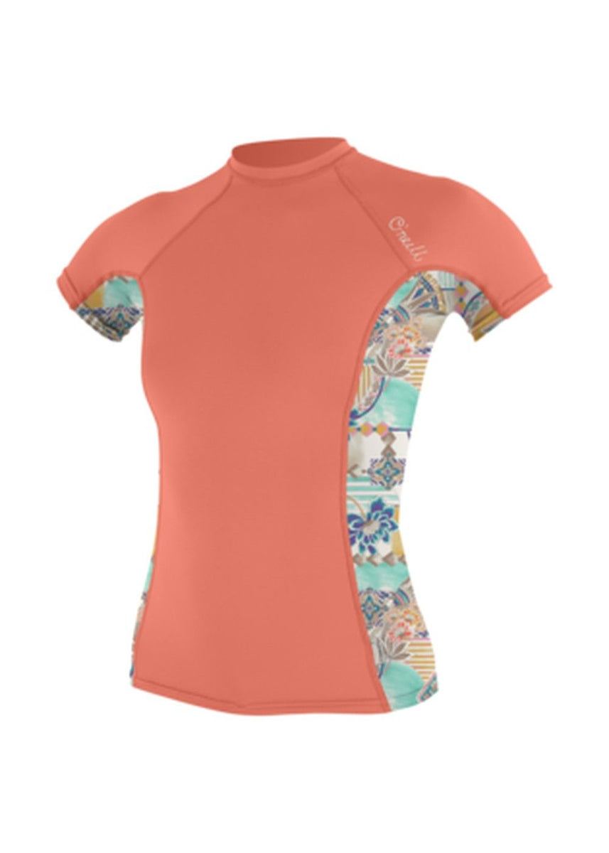 O'NEILL LADIES SIDE PRINT SHORT SLEEVE 50 UPF RASH VEST Cloudbreak