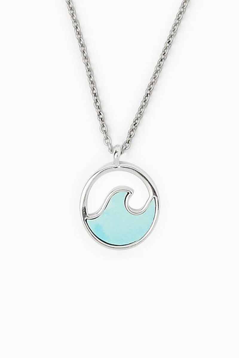 PURA VIDA STONE WAVE NECKLACE SILVER BLUE – Cloudbreak Surf Shop